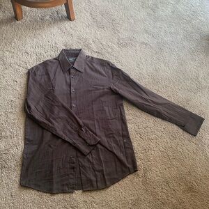 Claiborne size small men’s purple dress shirt with black buttons.